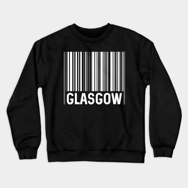 Glasgow Bar Code Design (White) Crewneck Sweatshirt by MacPean